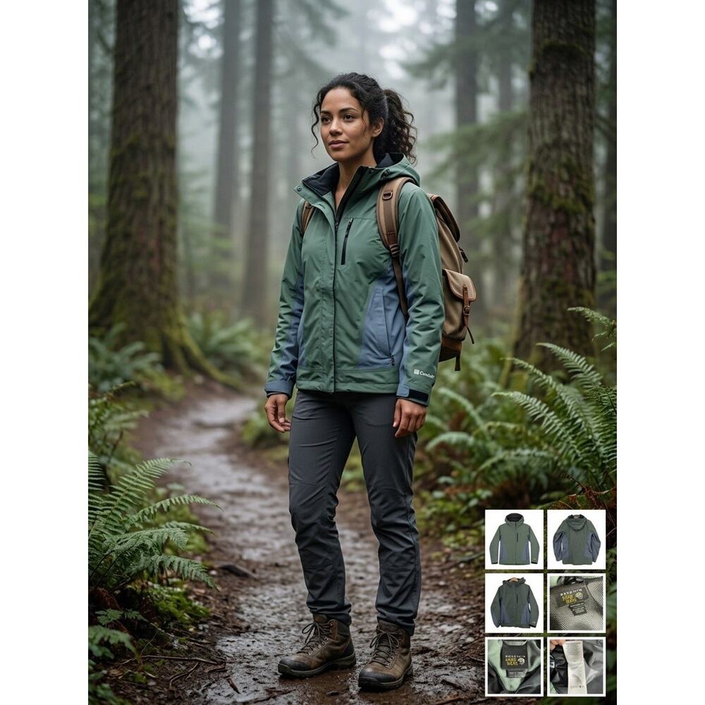 Mountain Hardwear Women's Conduit™ Waterproof Rain Jacket Sm Green/Grey Hiking